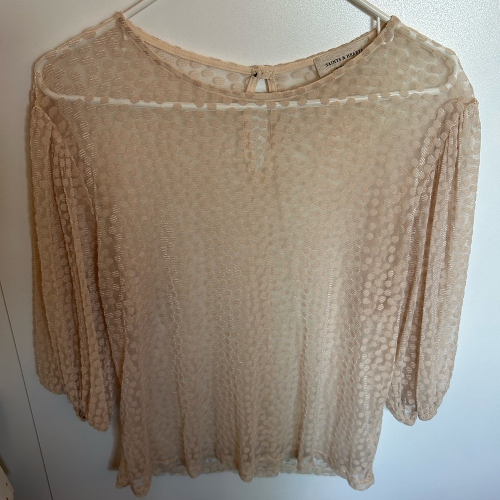 Saints and Hearts Polka Dot Cream Blouse - Picture 1 of 4